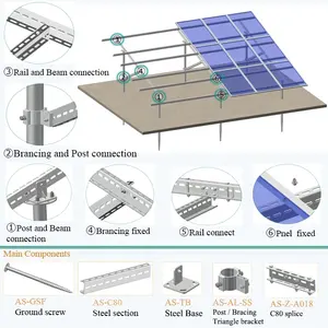 Factory Supply Solar Ground Mount System Solar Mounting Structure Solar Pole Mounting Brackets Solar Rail Solar Panel Clamp