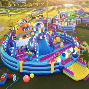 Parco Divertimenti Gonfiabile Commerciale per Bambini e Adulti: Grande Castello Gonfiabile da Esterno con Scivolo e Ostacoli - Combo Parco Tematico Gonfiabile - Product Image 2