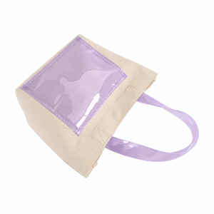 Sac fourre-tout en toile cirée blanche imperméable avec poignées, motif mini lettres, pour courses, plage, extérieur, été, usage quotidien - Product Image 5