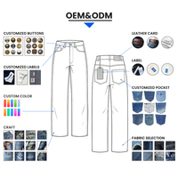 Fabricant de jeans sur mesure, pantalon en denim ample à jambes larges pour homme, double genouillère, jeans vintage bleu avec poches cargo