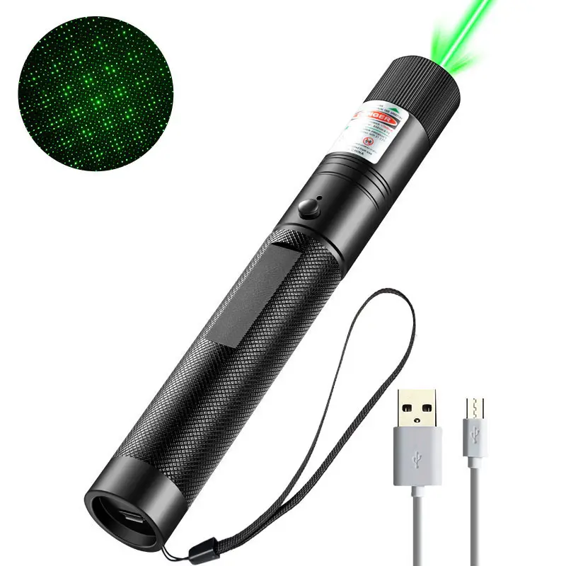 Bút Laser Laser Xanh Lá Cây 303 Sao Có Thể Sạc Lại Bằng USB Bút Laser 1MW 532nm 100 Đến 10000 Mét