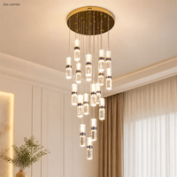 Lustre en verre grainé Zeal Lighting, luminaire suspendu en cascade LED pour salle à manger, salon, hôtel, vente en gros