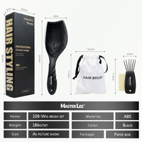 Master Custom Logo Craft Paper Packaging Brosse à cheveux Outil de soin à domicile Brosse à perruque Nettoyant et Kit de pochette en tissu