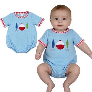 ชุดรอมเปอร์เด็กทารกปักลายเบ็ดตกปลา RTS Boutique ผ้าฝ้ายผสมสแปนเด็กซ์ 95% ชุดบอดี้สูทสำหรับเด็กแรกเกิด - Product Image 1