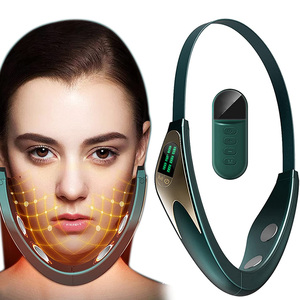 Masajeador eléctrico que moldea la cara en V, instrumento de belleza que moldea la doble barbilla, con control remoto, antiarrugas, rojo, azul - Product Image 1