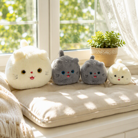 Peluche rectangulaire super douce blanche et grise en forme de chat avec fonction anti-stress, cadeau d'anniversaire