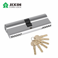 JIXIN Poignée à levier fixe de sécurité sans clé en laiton 60mm pour porte à mortaise avec cylindre de verrouillage à clé