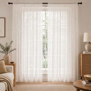 COSENNATUR Rideau Voilage Jacquard Multicolore à Pois Effet Bonbon 1 Pièce, 100% Polyester 110gsm pour Salon Vente en Gros - Product Image 2