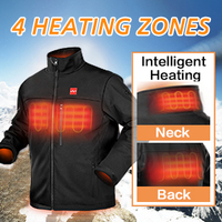 Veste chauffante rechargeable OEM avec batterie, veste softshell noire lavable pour les activités de plein air