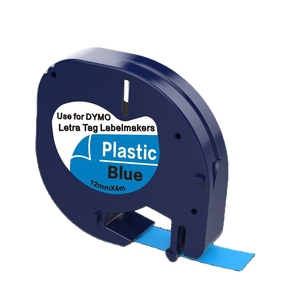 Venta al por mayor negro sobre azul adhesivo térmico plástico cinta de etiquetas Cassette Compatible <span class=keywords><strong>DYMO</strong></span> LetraTag LT100H 12MM * 4M 91332 91205 91335 - Product Image 1