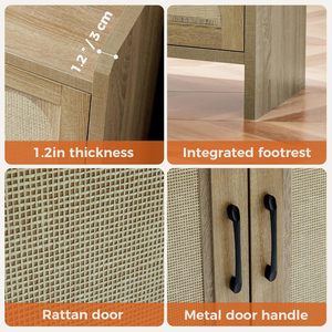 Natural <strong>Rattan</strong> <strong>Shoe</strong> <strong>Storage</strong> Cabinet, Wooden Farmhouse <strong>Shoe</strong> Organizer, Boho Free Standing <strong>Shoe</strong> Rack for Entryway Hallway <strong>Storage</strong> - Product Image 4