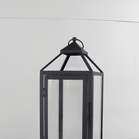 Lanterne à bougie marocaine classique en métal noir de grande taille pour décoration de jardin, intérieur et extérieur