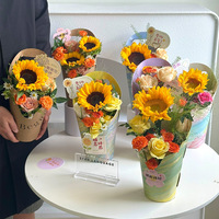 JOYWOOD Tragbare Faltbare Runde Blumenbox mit Tragegriff für Blumenlieferung und Hochzeitsarrangements