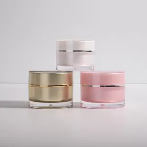 Emballage de soins de la peau en or blanc rose de forme ronde de haute qualité 20g 30g 50g pot cosmétique acrylique à double paroi pot de crème personnalisé