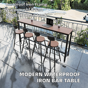 ชุดโต๊ะเก้าอี้เหล็กกันน้ำสำหรับกลางแจ้ง WY Modern พร้อมฐานเหล็กแบบขาตั้ง โต๊ะทรงสี่เหลี่ยมผืนผ้าขนาดเล็กสำหรับลานบ้าน 4 ที่นั่ง - Product Image 2