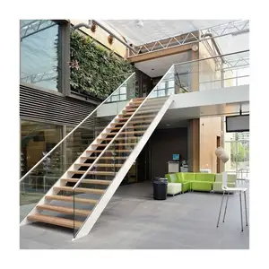 Interior steel stairs with both sides stringer design metal deck stairs