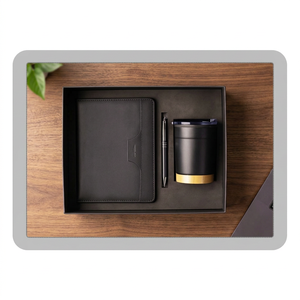 ชุดของขวัญไดอารี่หนัง PU ปั๊มลายโลโก้ส่วนตัว รุ่น Liviya 100 พร้อมปากกาและแก้วน้ำ ของขวัญส่งเสริมการขายสำหรับองค์กร - Product Image 1