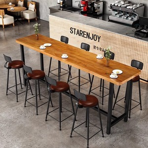 Mesas y sillas de <span class=keywords><strong>Bar</strong></span> de patas altas de madera maciza nórdica <span class=keywords><strong>Bar</strong></span> de tienda de té de la leche y mesas y sillas de <span class=keywords><strong>Bar</strong></span> largas - Product Image 3