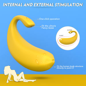 Silikon Medical Water proof <span class=keywords><strong>Sex</strong></span> Vibrator Fernbedienung <span class=keywords><strong>Yellow</strong></span> Banana Love Egg Wearable Vibrator Frauen Sexspielzeug - Product Image 5