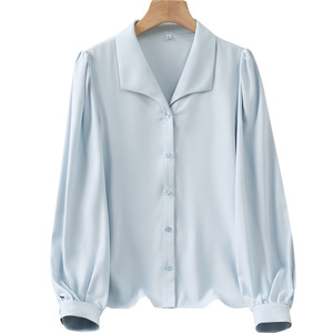 <b>White</b> Satin Blouse With Bow Tie Long Sleeve Women's Office Shirt For Work And Interview - Product Image 5