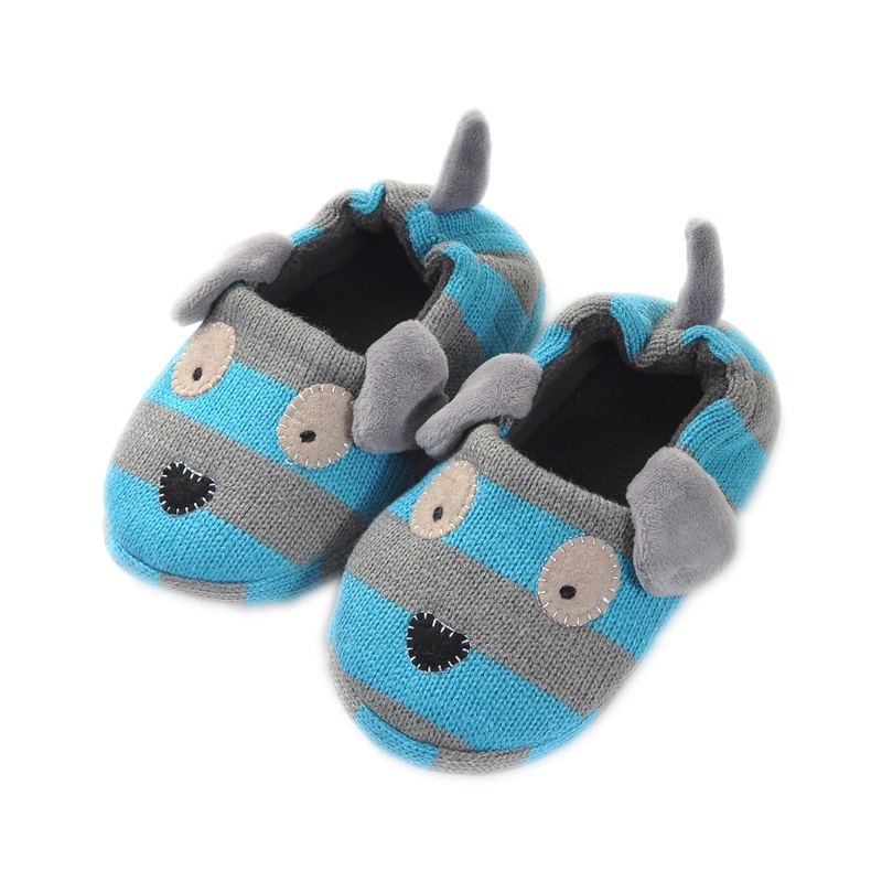 Baby Boys Home Slippers Cotton Wool Thread Textile Cartoon Cute Puppy Toddler Boys Indoor Warm Slipper Baby Comfortable Slippers