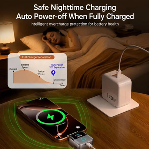 X02 140W Full Charge Separator Pop-up <b>Charger</b> Adapter <b>Type</b>-<b>C</b> <b>Fast</b> charging power supply for Mobile Real-time Digistal Display - Product Image 4