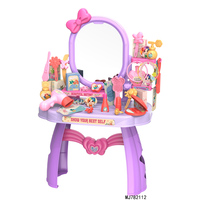 Mini coiffeuse rose en plastique pour jeu d'imitation, ensemble de beauté pour enfants, couronne de princesse, table de maquillage, jouets de mode avec miroir pour filles