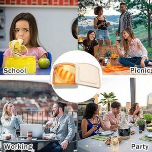 Boîtes à sandwich en forme de pain grillé en paille de blé écologique réutilisables avec couvercle en plastique sans BPA et logo personnalisé pour boîtes à lunch - Product Image 6