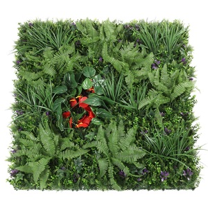 1m x 1m Anthurium Andraeanum Linden felci UV protette PE artificiale verde edera pannello della pianta parete - Product Image 1