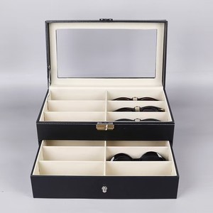 Lusso da viaggio grande capacità in pelle scatola portaoggetti quadrato per gli occhiali da <span class=keywords><strong>uomo</strong></span> da donna comodo accessorio da toletta - Product Image 6
