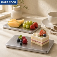 PURE COOK Bac à glaçons rectangulaire en acier inoxydable 304 de style coréen, épais, pour isolation et conservation de la fraîcheur