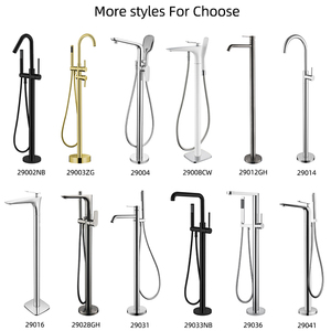 Robinet de <span class=keywords><strong>baignoire</strong></span> sur pied avec <span class=keywords><strong>douchette</strong></span>, mitigeur de <span class=keywords><strong>baignoire</strong></span> autoportant en laiton à poignée unique pour salle de bain et hôtel - Product Image 6