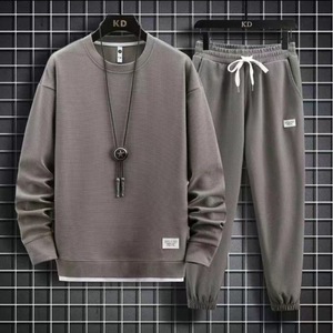 Conjunto de Ropa Deportiva Casual de Invierno para Hombre, Sudadera con Capucha y Pantalones de Punto, Talla Grande, Dos Piezas - Product Image 1