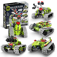 Robot de programmation télécommandé STEM polyvalent 5-en-1 Lunar 2,4 GHz rechargeable en plastique ABS, blocs de construction fantastiques de science-fiction