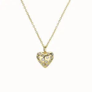 Best selling natural diamond cz heart necklace jewelry gift for boy and girl friend