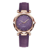 Montre-bracelet de luxe décontractée unisexe, design romantique ciel étoilé, mouvement à quartz, alliage, PU, strass, cadran à aiguilles, style simple, 3 ATM