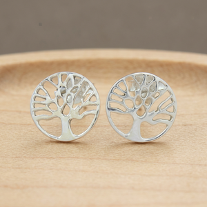 Boucles d'oreilles clous en argent massif motif Arbre de Vie du Sud-Ouest au design élégant, bijoux indiens tendance pour les fêtes, vente en gros - Product Image 3