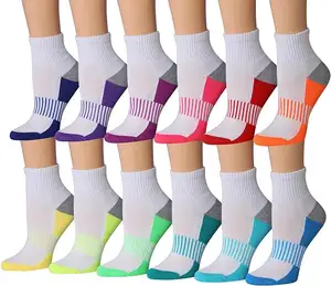 KTS10 venta al por mayor logotipo personalizado diseñador cojín grueso correr y deportes atléticos rendimiento tobillo/cuarto calcetines para hombres y mujeres