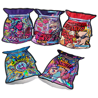 En stock, faible MOQ, sachets Mylar holographiques découpés à la forme, comestibles, anti-humidité et anti-odeur, 3,5g, pour herbes sèches et fleurs, avec boîtes