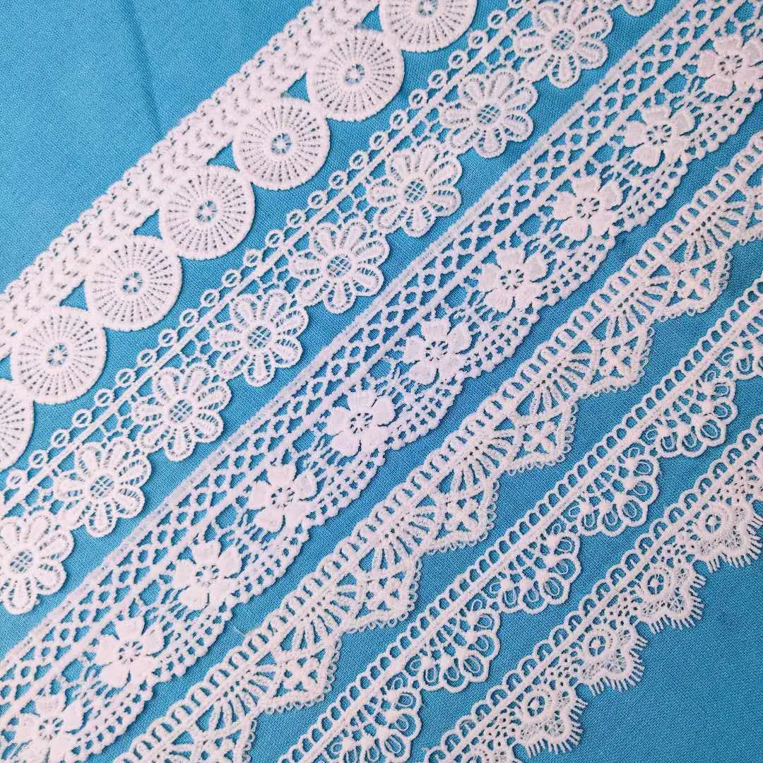 African embroidered scalloped polyester indian lace trim wholesale