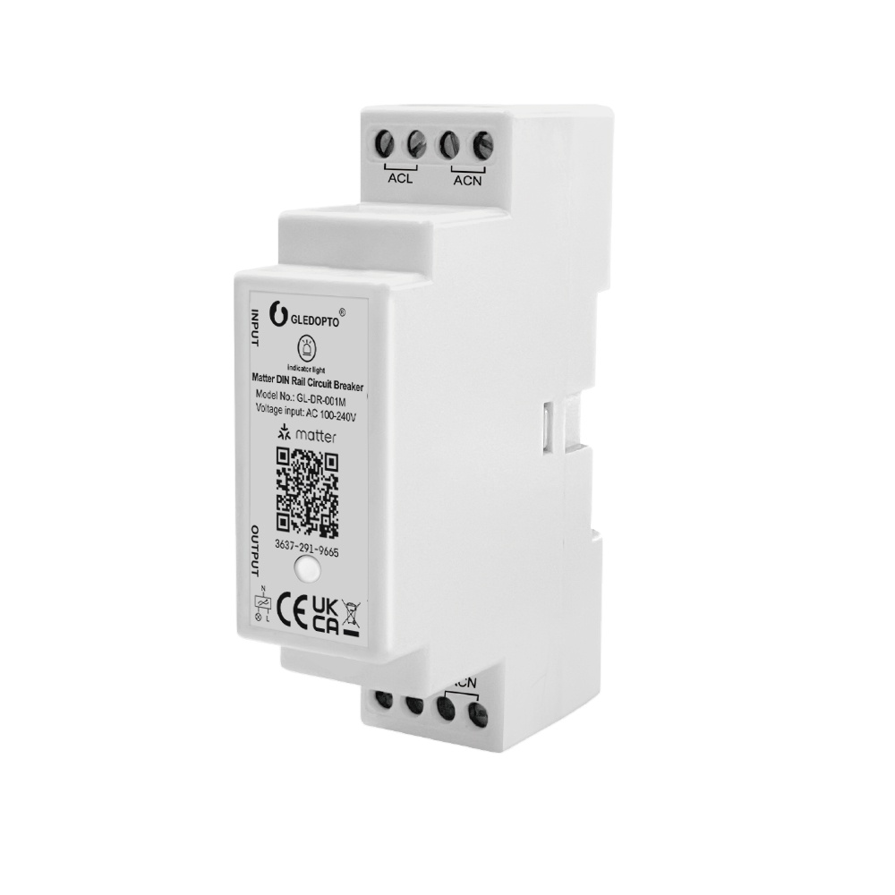 GL-DR-001M Smart Din-Rail Circuit Breaker Supports Matter Protocol for Smart Speaker AC100-240V Dimmers