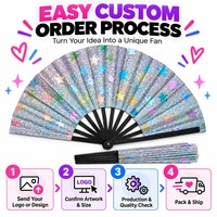 Éventails personnalisés portatifs en plastique 33 cm (13 pouces) en bambou et bois, éventails scintillants holographiques pour la danse nocturne