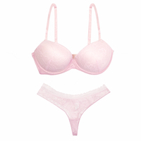 Ensemble de lingerie pour femmes, nouveau design luxueux, deux pièces, taille 36B, dentelle transparente rose, matière transparente, soutien-gorge push-up et culotte
