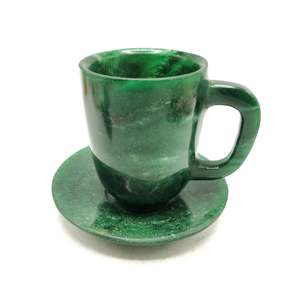Magnifique tasse à thé et soucoupe en aventurine vert foncé - UNIQUEMENT 1 tasse et 1 soucoupe - Product Image 1