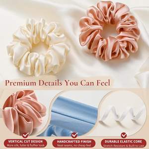 Set de Diademas y Scrunchies de Seda para el Cabello, Accesorios para Mujeres y Niñas, Scrunchies de Satén con Logotipo Personalizado - Product Image 2
