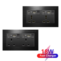 Salida dual universal cepillada de aleación de aluminio, enchufes de interruptores de pared de Malta del Reino Unido con interruptor de luz eléctrica de cargador rápido Usb tipo C