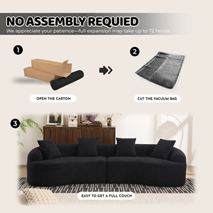 Compressiespons bankstel zwart gebogen modulair sectioneel 30D hoge dichtheid chenille slaapbank modern appartement woonkamer 110 inch - Product Image 4