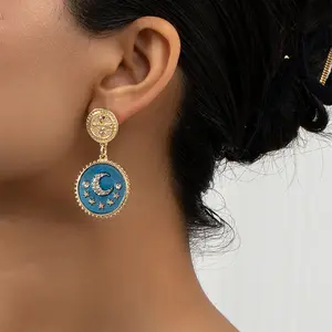 KinLing OEM Pendientes Creative Fashion Jewelry Dripping Stars And Moons Earrings Trendy