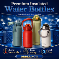 Bouteille d'eau isolée à capacité multiple en acier inoxydable avec paille et poignée de support de téléphone Boissons d'extérieur écologiques avec couvercle