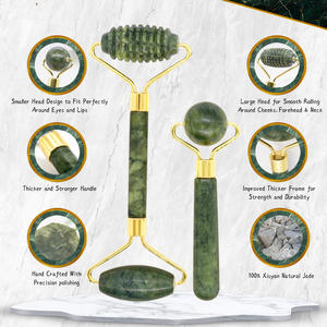 Xiuyan fábrica al por mayor BeautifulGHM 100% Natural Xiuyan verde Jade <span class=keywords><strong>Guasha</strong></span> conjunto y rodillo para la piel - Product Image 6